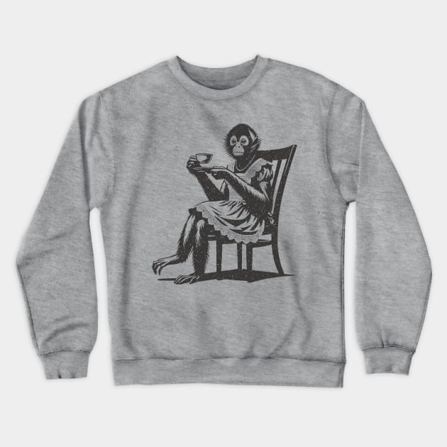 Spider Monkey Tea Time Crewneck Sweatshirt by JSnipe